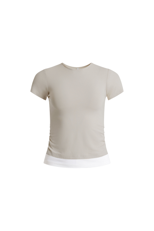 Demi White Trim Ruched T-Shirt