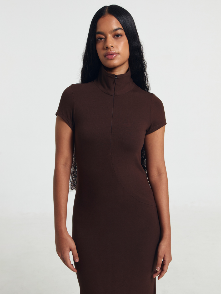 GOENA Paloma Zip Up Polo Short Sleeve Dress