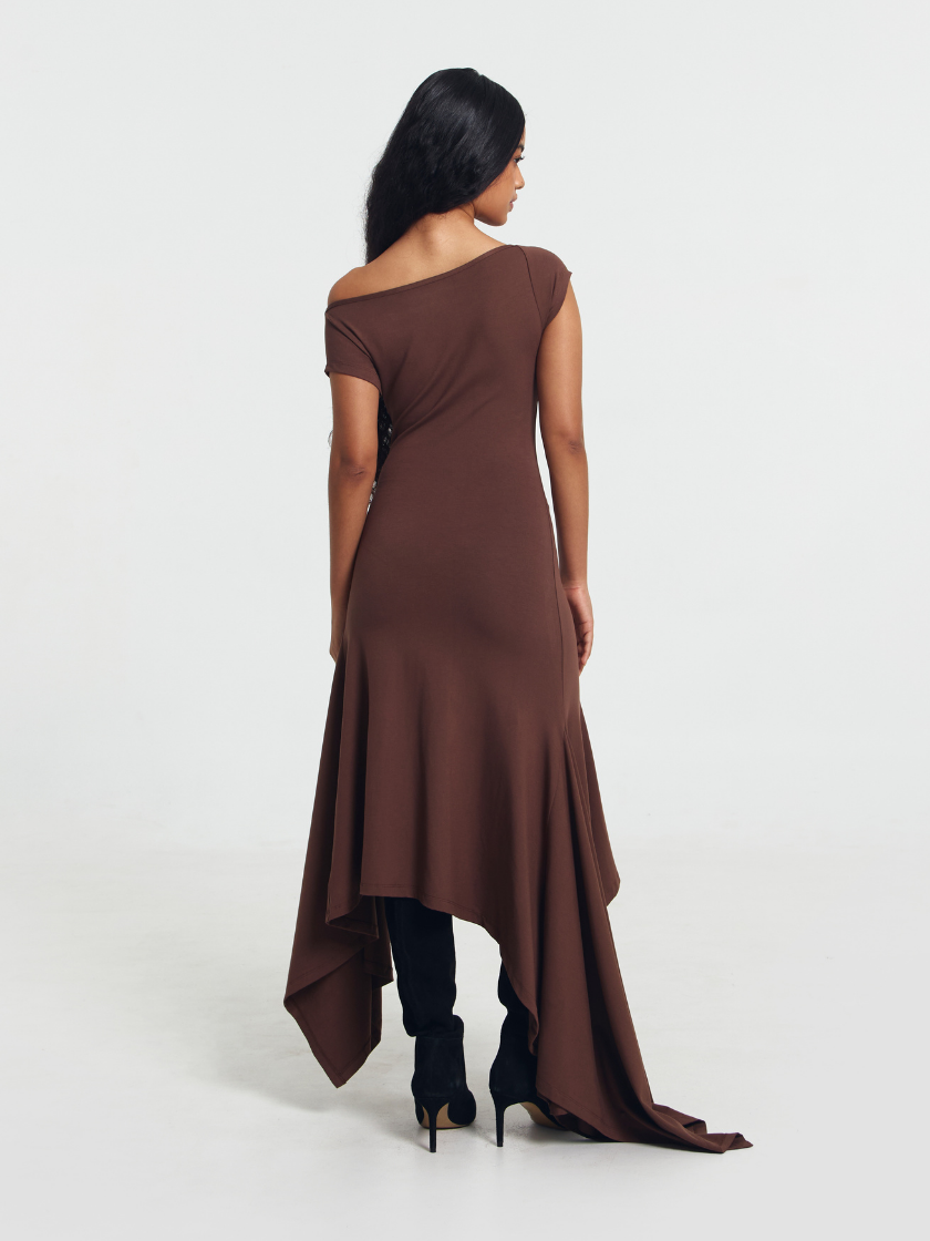 GOENA Brooklyn Asymmetrical Boatneck Dress