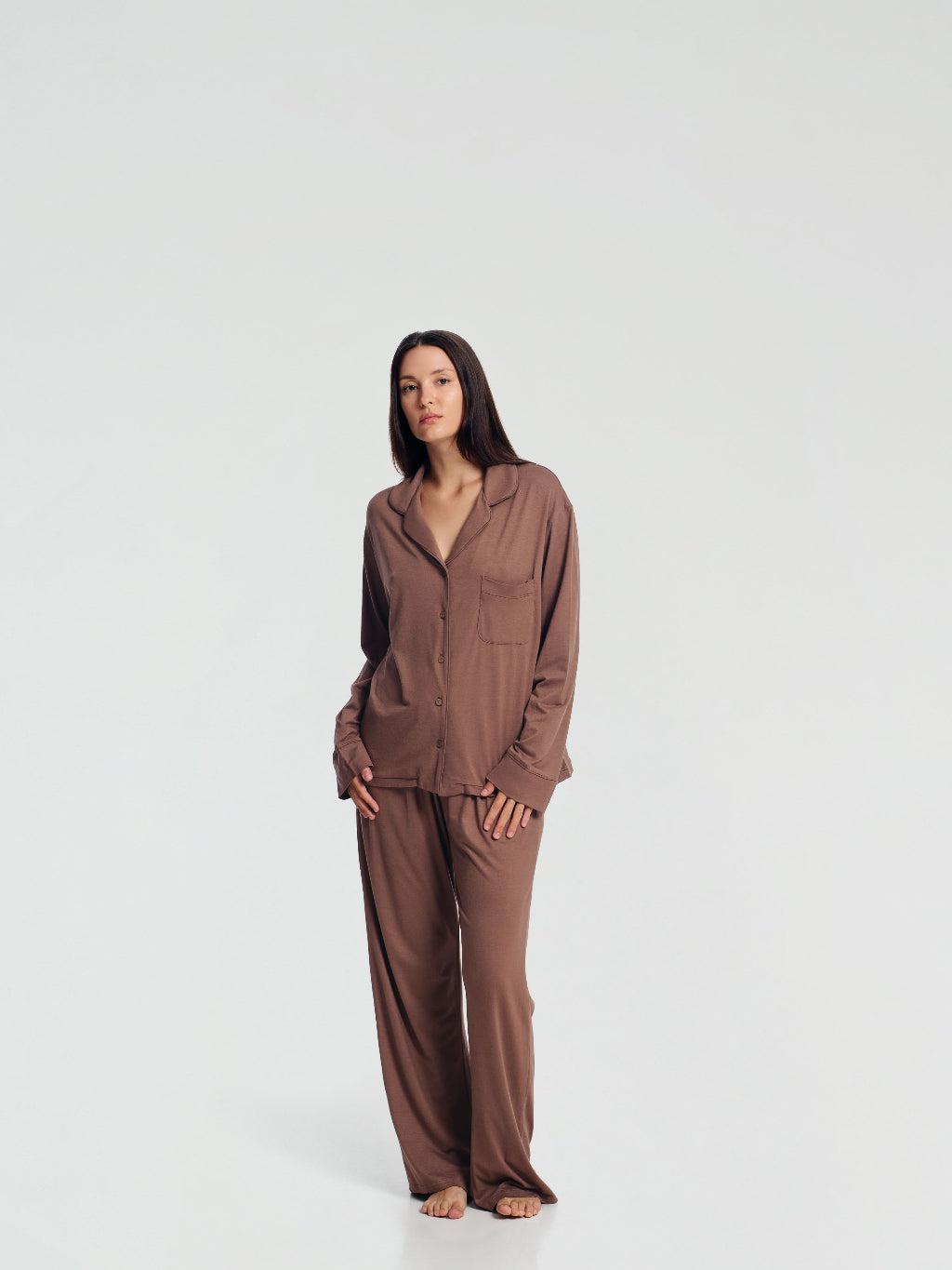 Long Sleeve Button Down Pajamas Set