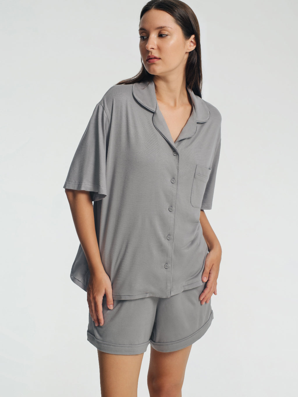 Short Sleeve Button Down Pajamas Set