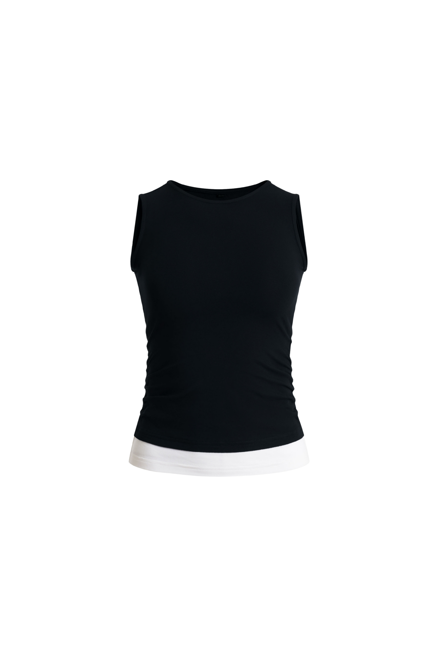 Daria White Trim Ruched Sleeveless Top