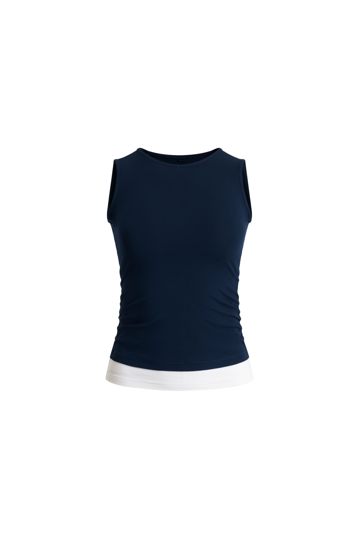 Daria White Trim Ruched Sleeveless Top