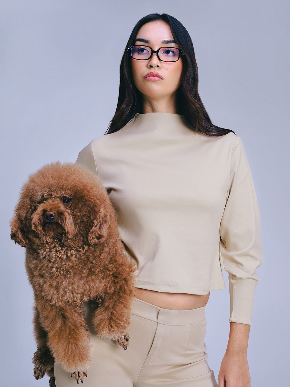 Chloe Cotton Mock Neck Reversible Sweatshirt