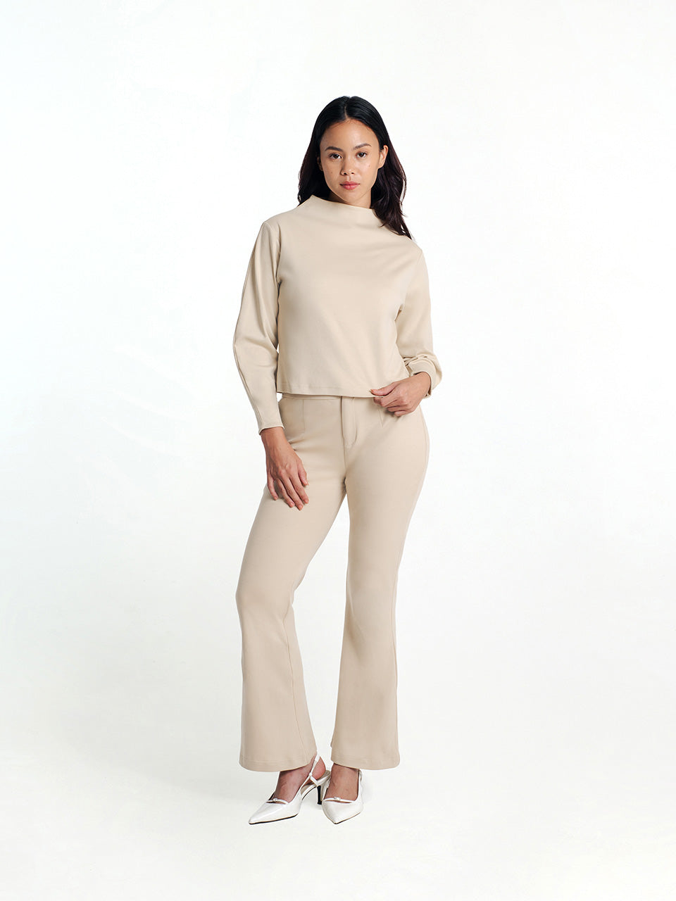 Chloe Cotton Mock Neck Reversible Sweatshirt
