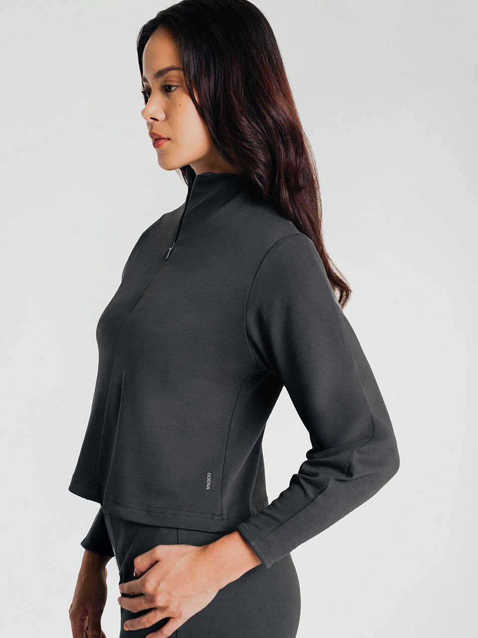 Chloe Cotton Mock Neck Reversible Sweatshirt