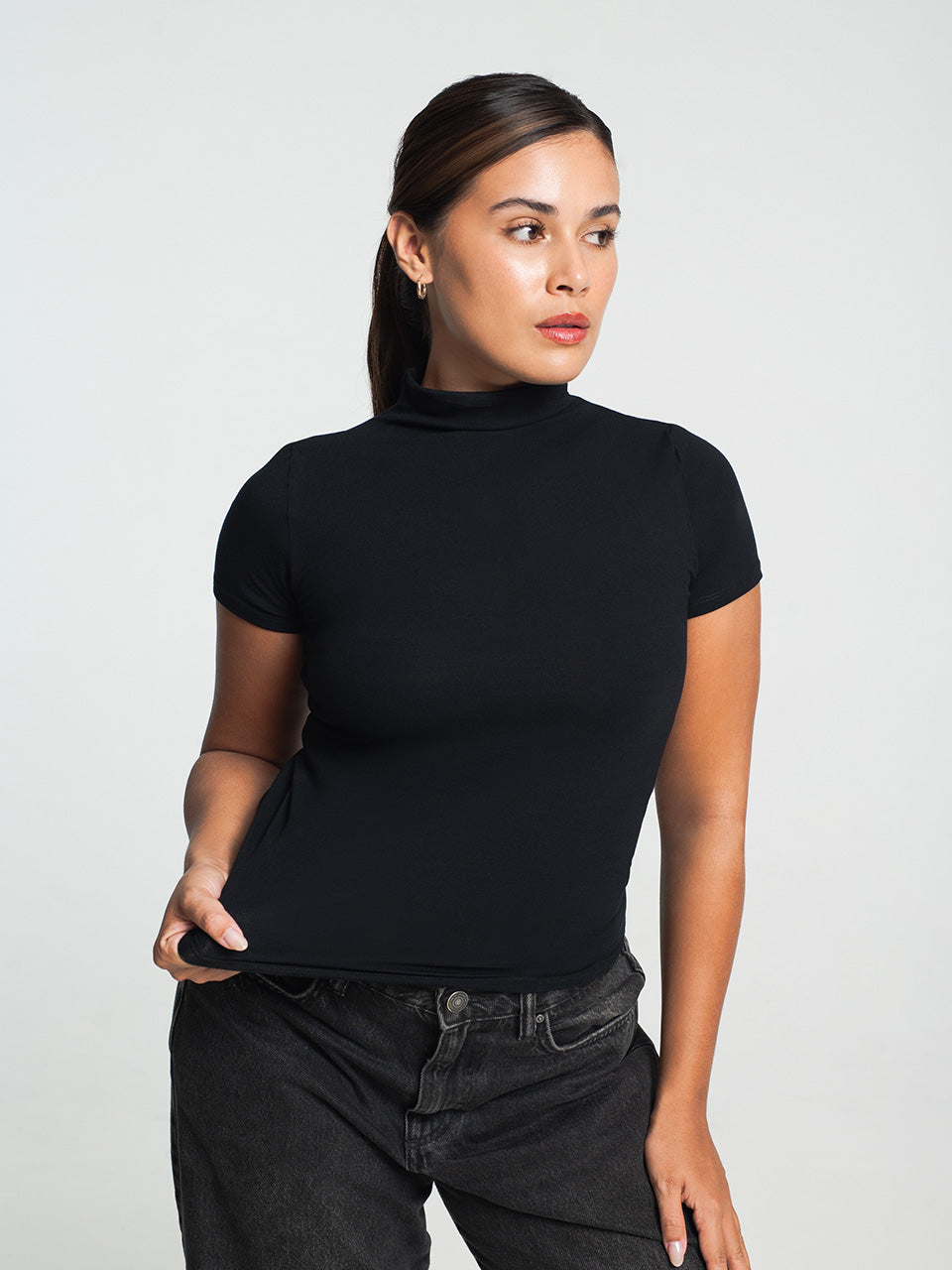 Malika Mock Neck Short Sleeve Top