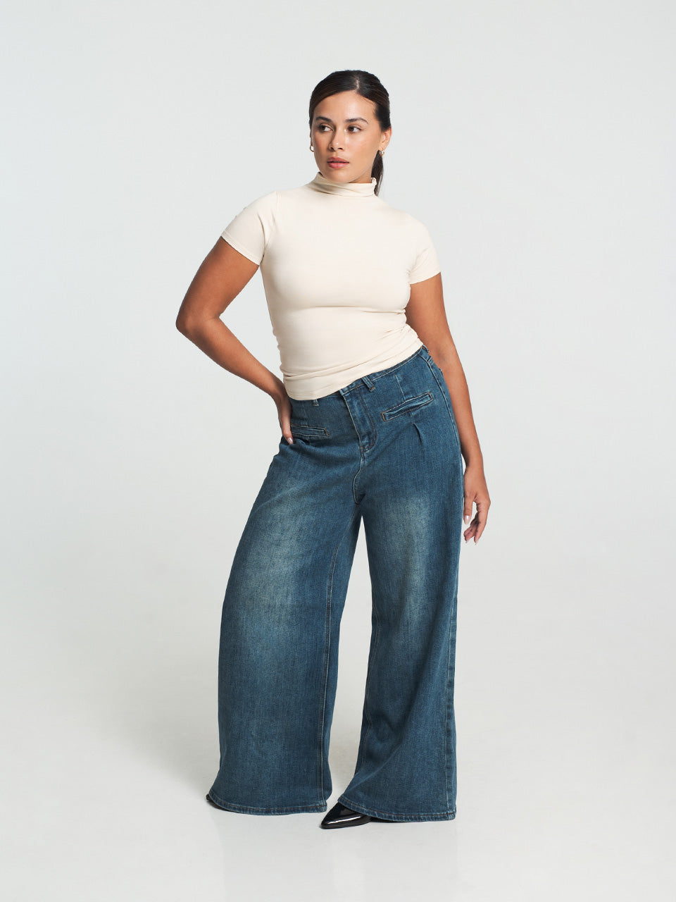 Malika Mock Neck Short Sleeve Top