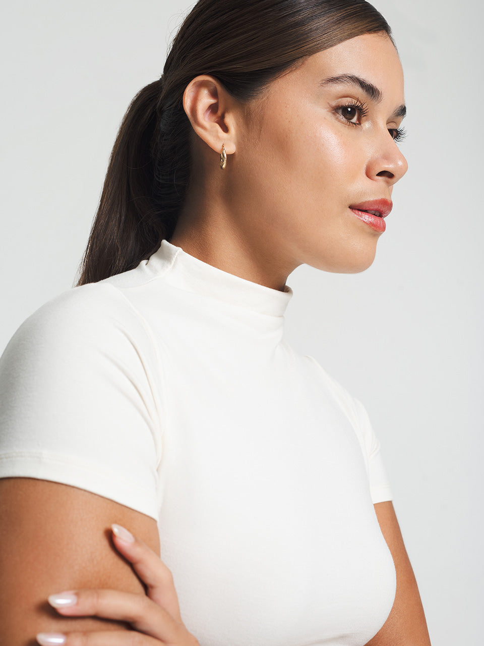 Malika Mock Neck Short Sleeve Top