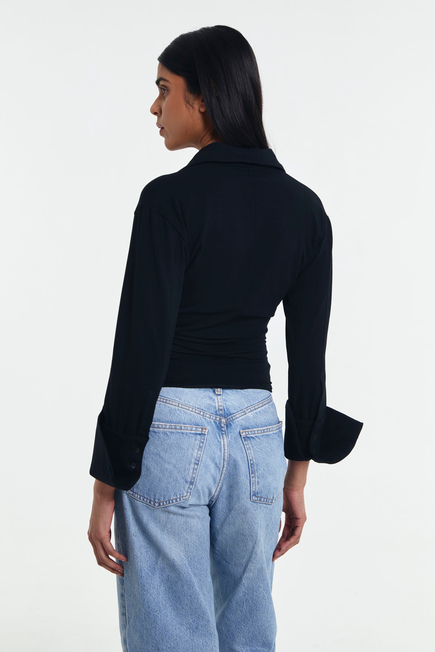 Patricia Cinched Waist Long Sleeve Polo Shirt