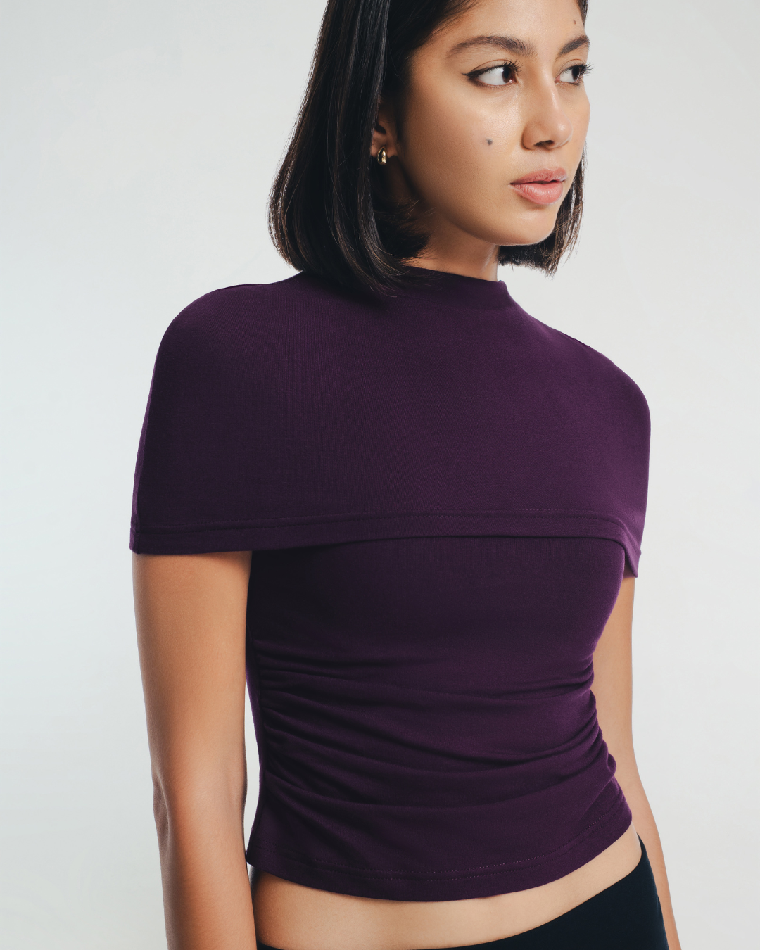Daisy Short Sleeve Ruched Cape Top