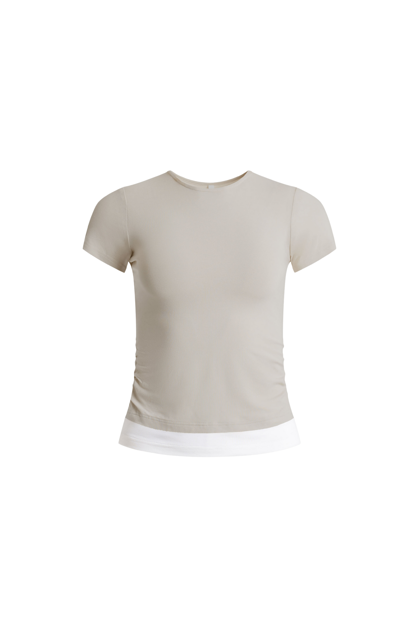 Demi White Trim Ruched T-Shirt