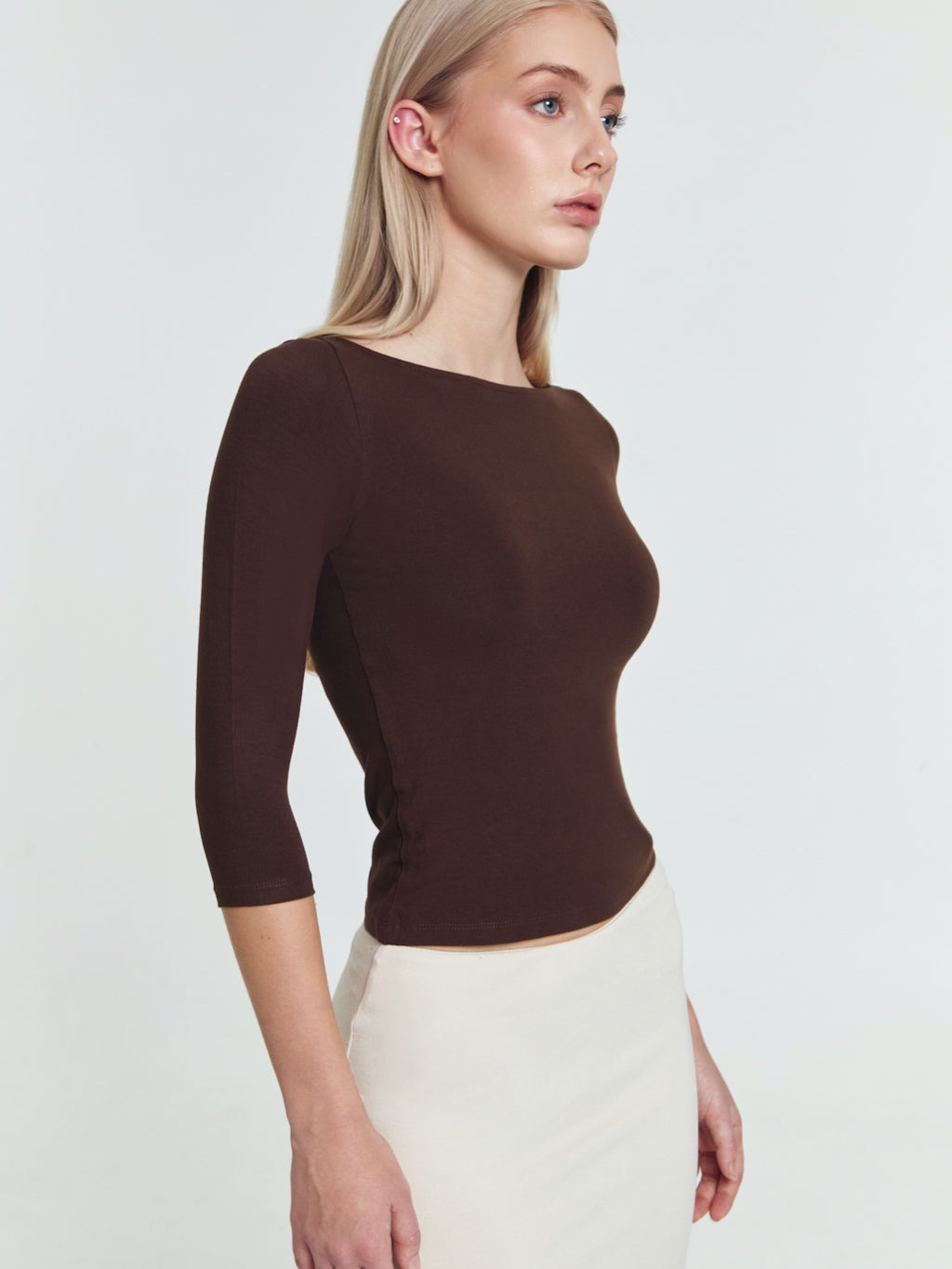 Amanda Quarter Sleeve Boatneck Top