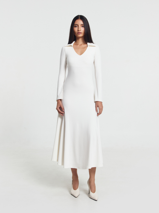 GOENA Violet Vneck Polo Longsleeve Dress