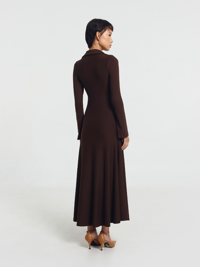GOENA Violet Vneck Polo Longsleeve Dress