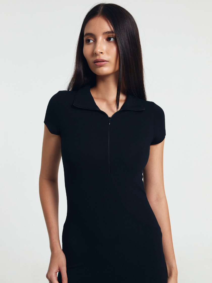 GOENA Paloma Zip Up Polo Short Sleeve Dress