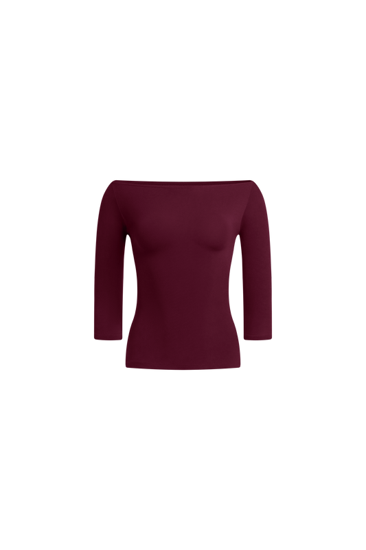 Melissa Quartersleeve Side Slit Boatneck Top