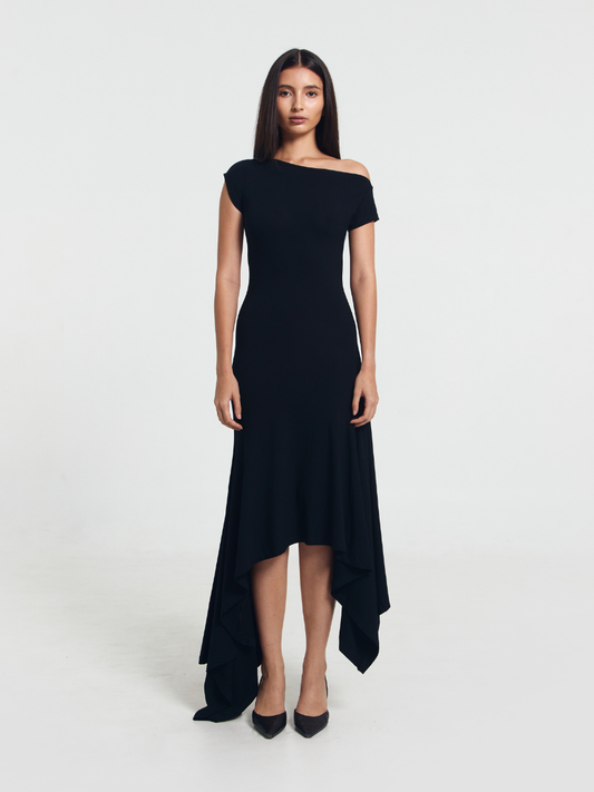 GOENA Brooklyn Asymmetrical Boatneck Dress