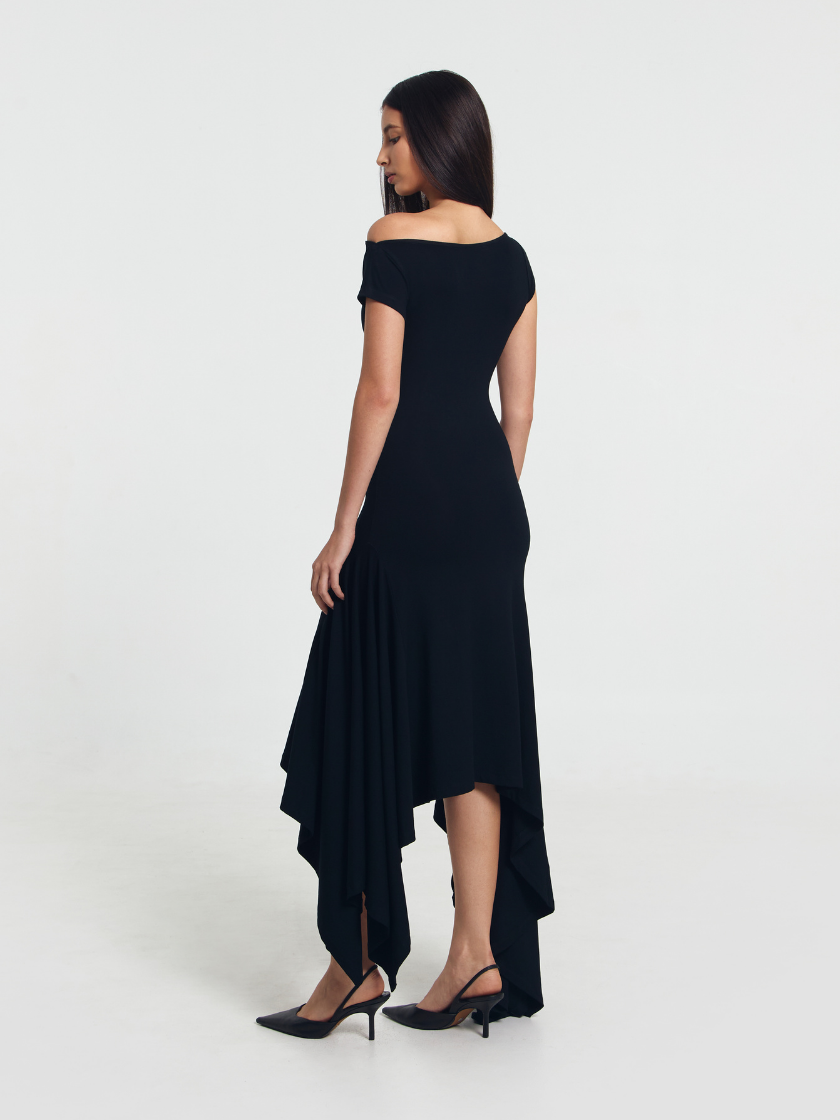 GOENA Brooklyn Asymmetrical Boatneck Dress