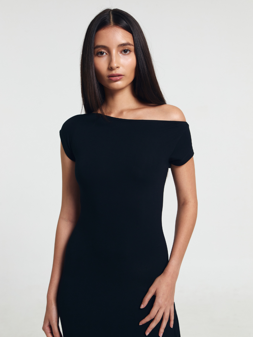 GOENA Brooklyn Asymmetrical Boatneck Dress