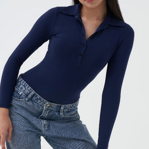Agatha Polo Long Sleeve Shirt Bodysuit