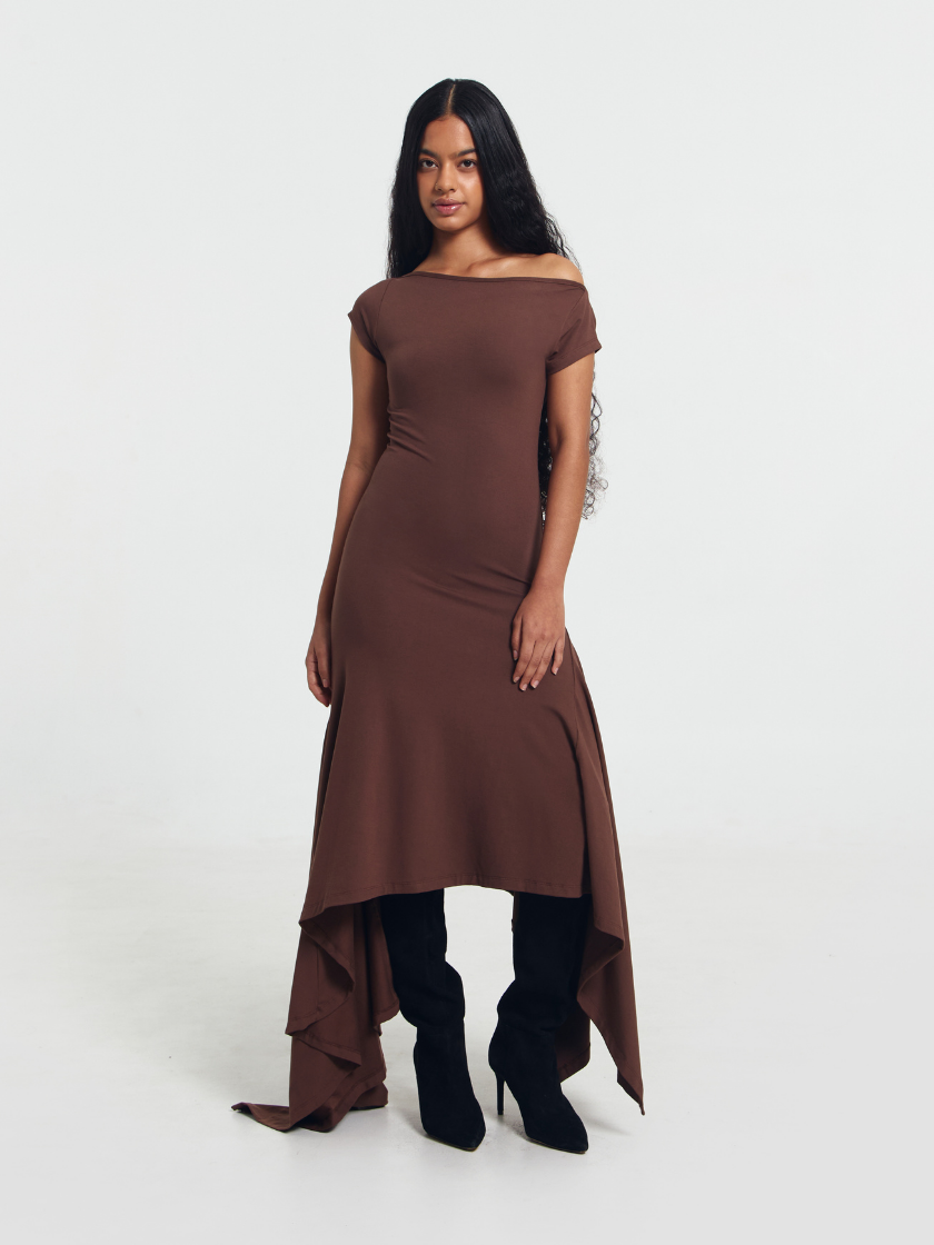 GOENA Brooklyn Asymmetrical Boatneck Dress