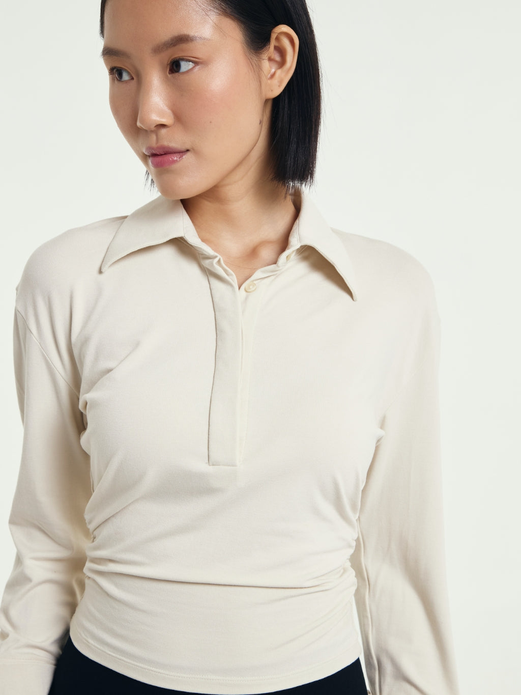 Patricia Cinched Waist Long Sleeve Polo Shirt