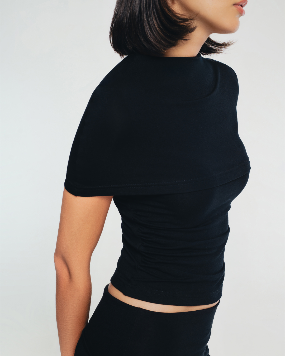 Daisy Short Sleeve Ruched Cape Top