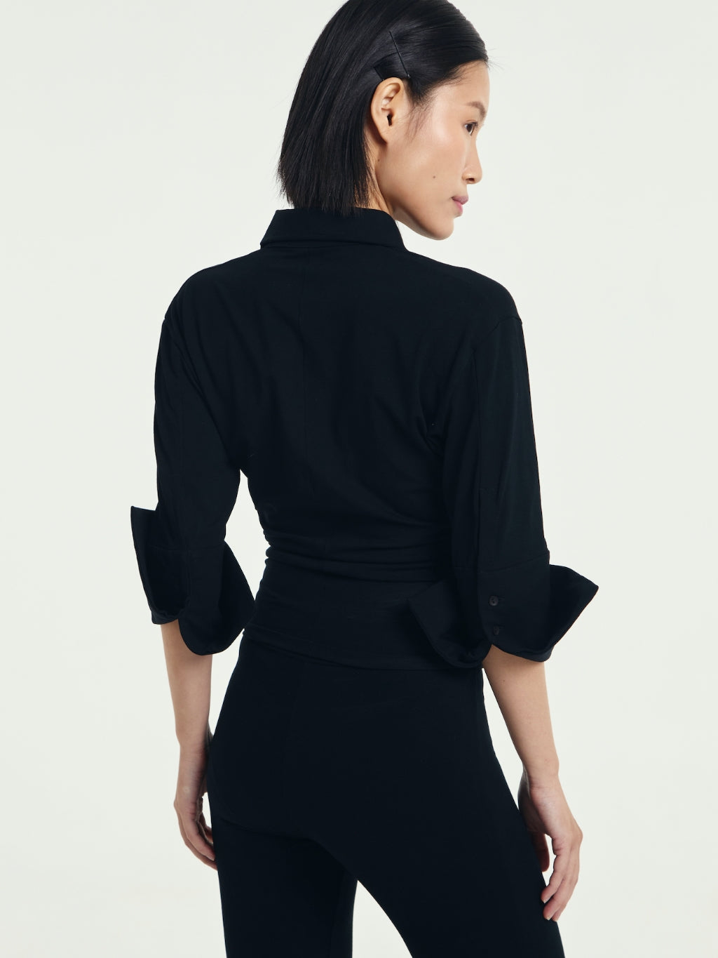 Polene Cinched Waist Quarter Sleeve Polo Shirt