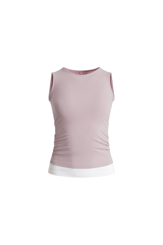 Daria White Trim Ruched Sleeveless Top