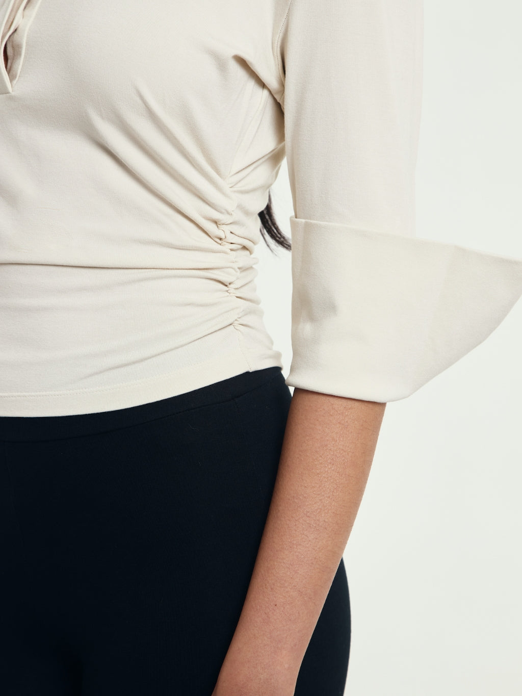 Polene Cinched Waist Quarter Sleeve Polo Shirt
