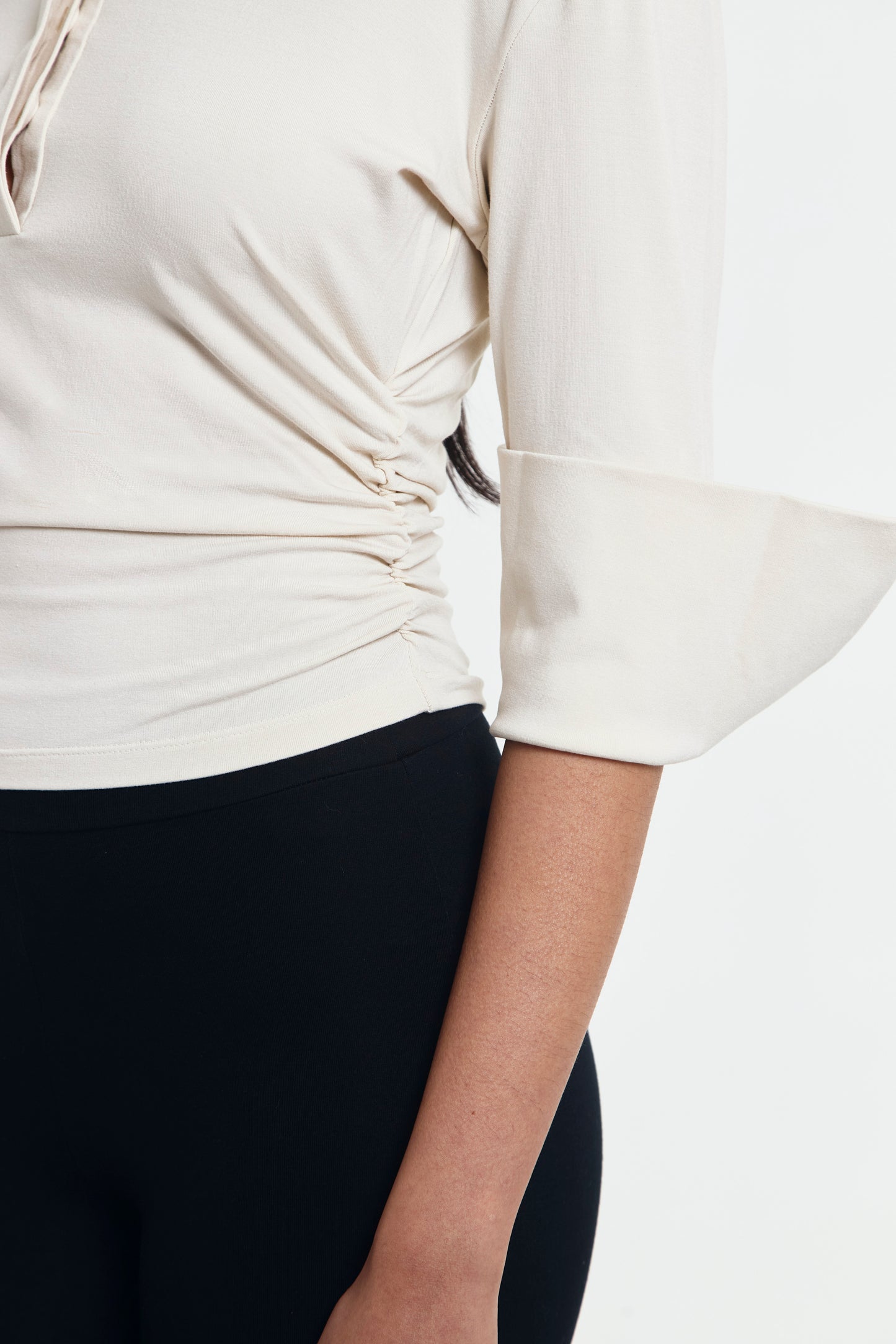 Polene Cinched Waist Quarter Sleeve Polo Shirt