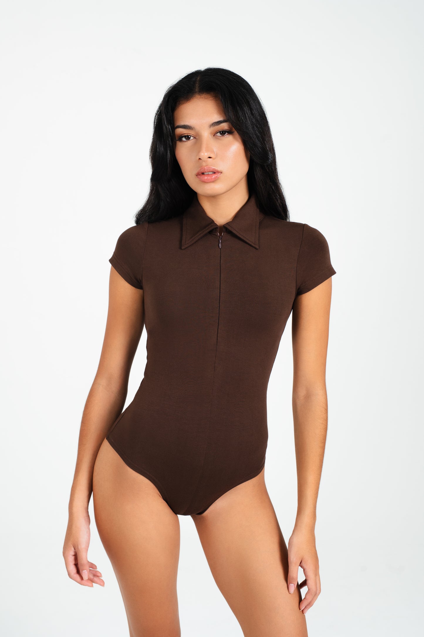 Avery Zipper Polo Short Sleeve Bodysuit