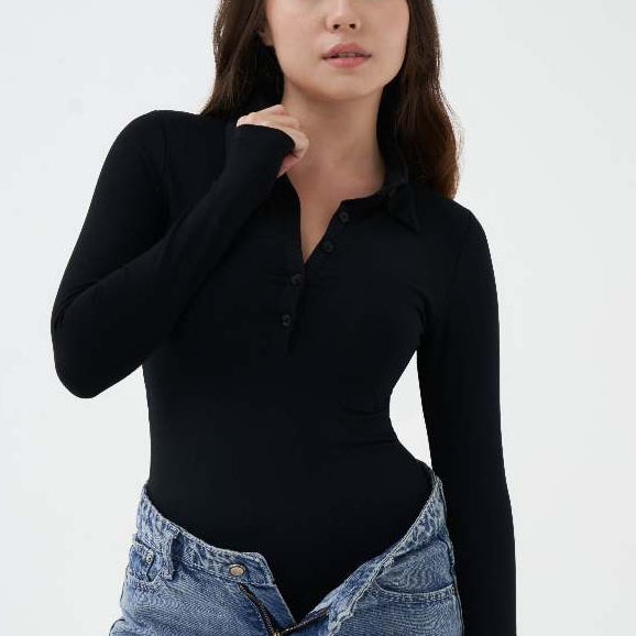 Agatha Polo Long Sleeve Shirt Bodysuit