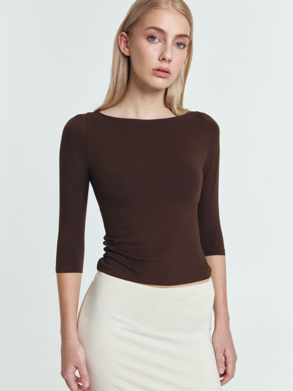 Amanda Quarter Sleeve Boatneck Top