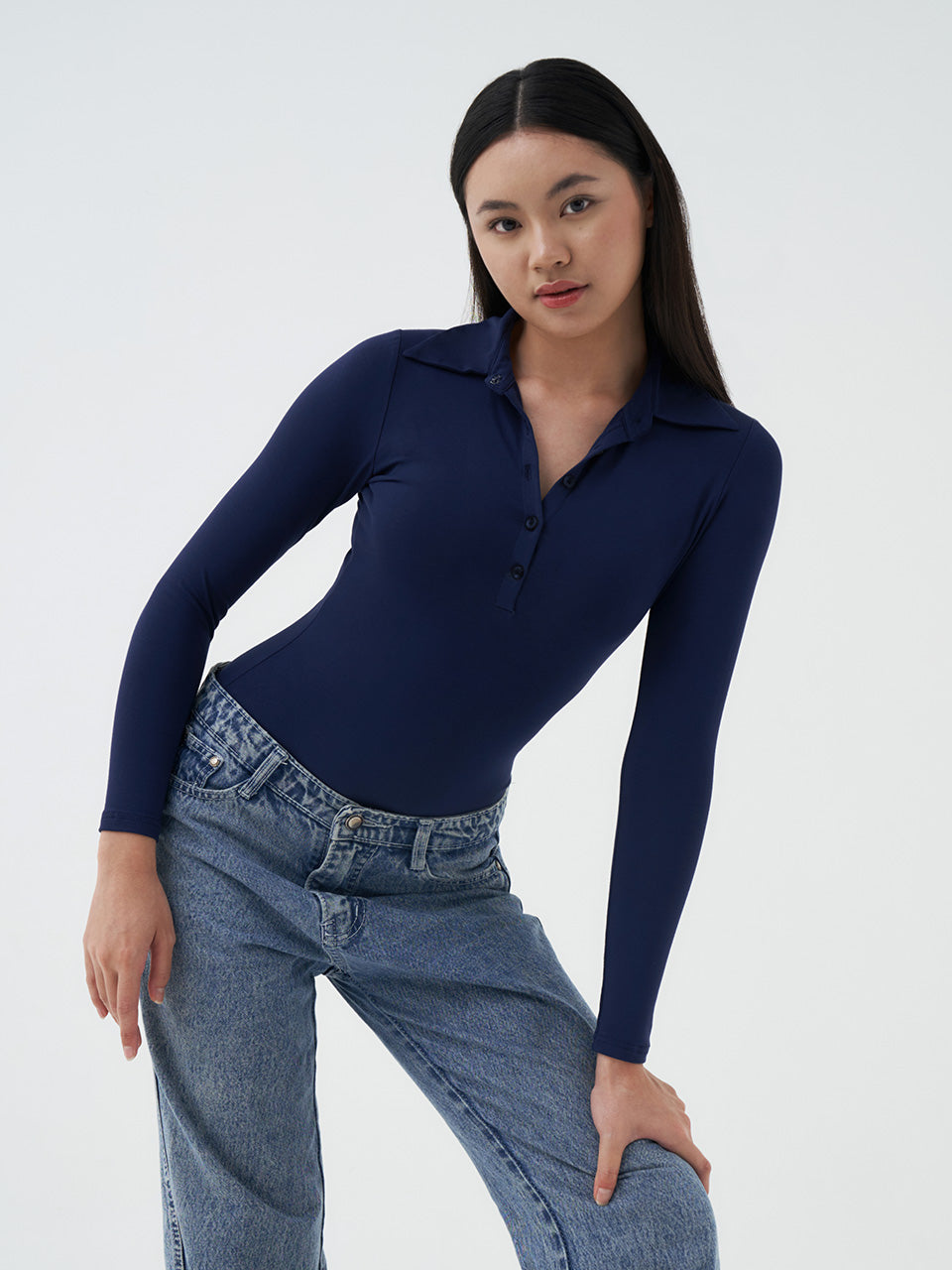 Agatha Long Sleeve Polo Shirt Bodysuit