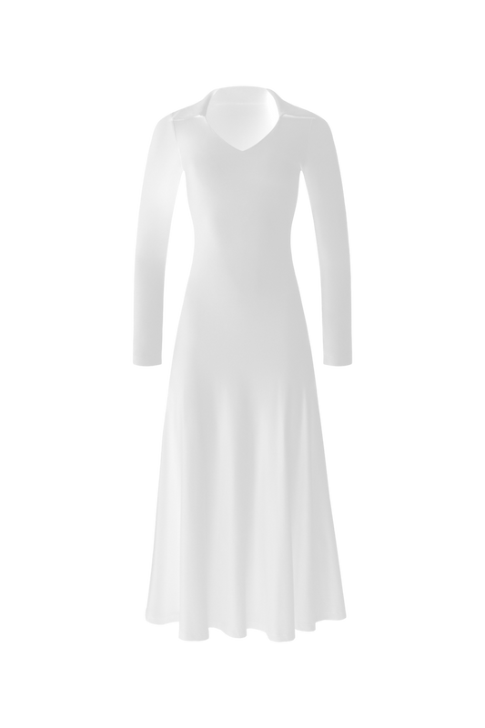 GOENA Violet V Neck Polo Long Sleeve Dress