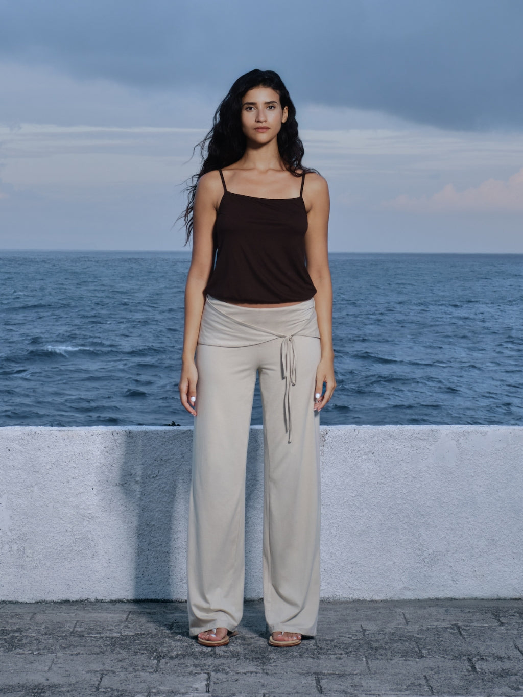 Diedre Drape Square-neck Spaghetti Tank