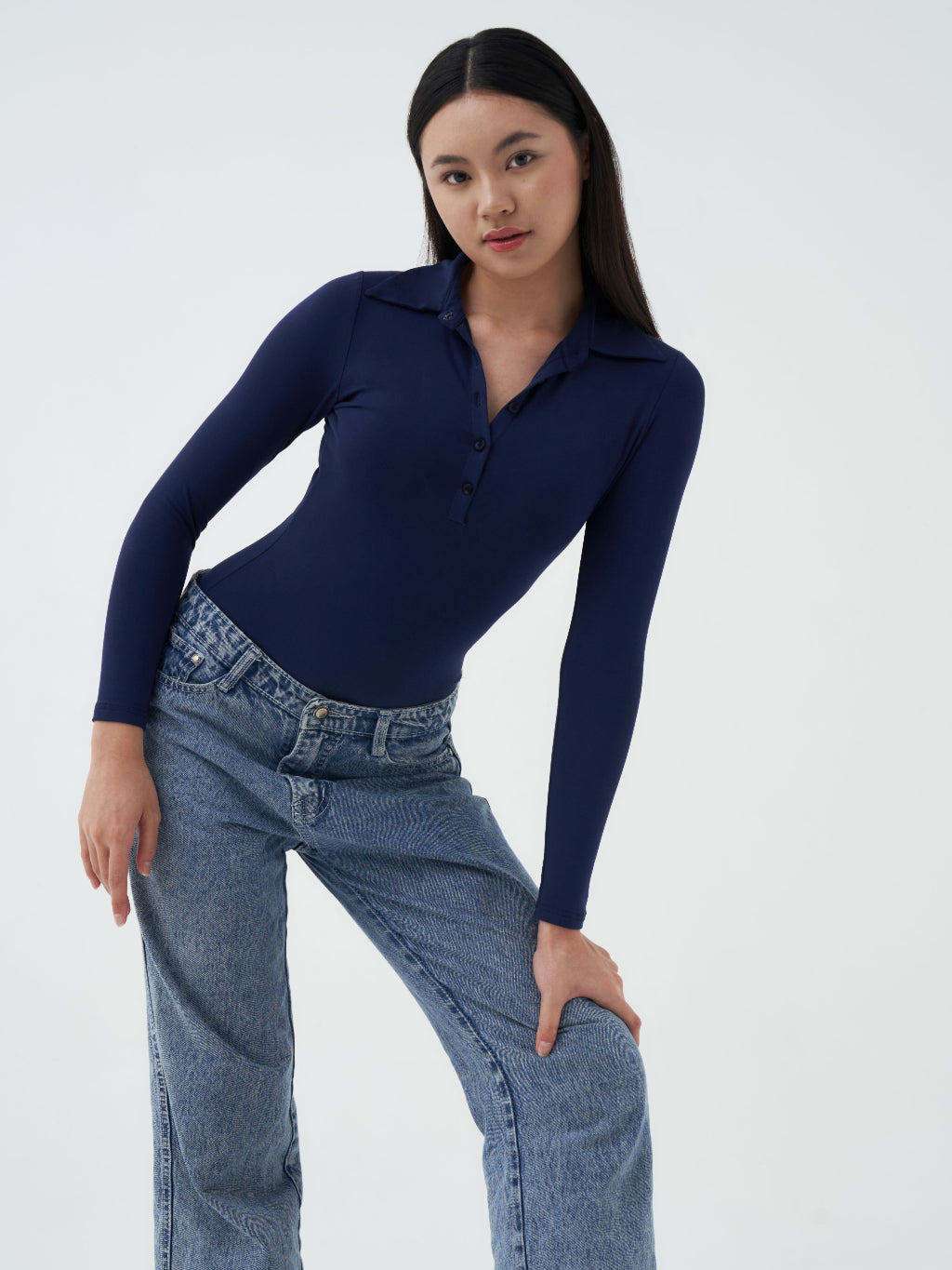 Agatha Polo Long Sleeve Shirt Bodysuit