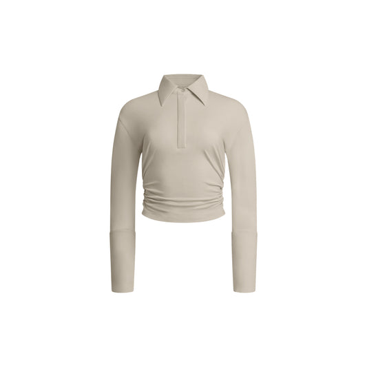 Patricia Cinched Waist Long Sleeve Polo Shirt