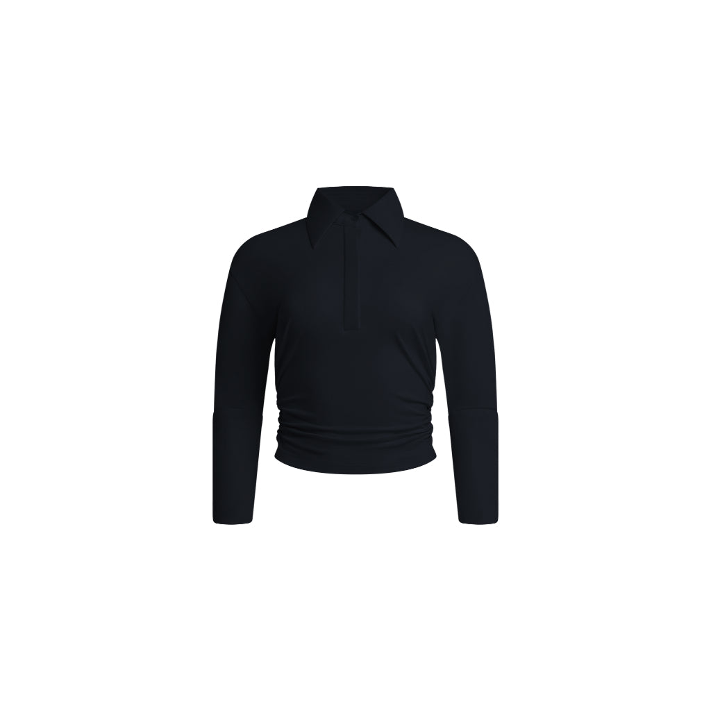 Polene Cinched Waist Quarter Sleeve Polo Shirt