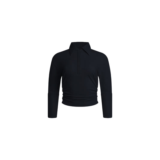 Polene Cinched Waist Quarter Sleeve Polo Shirt