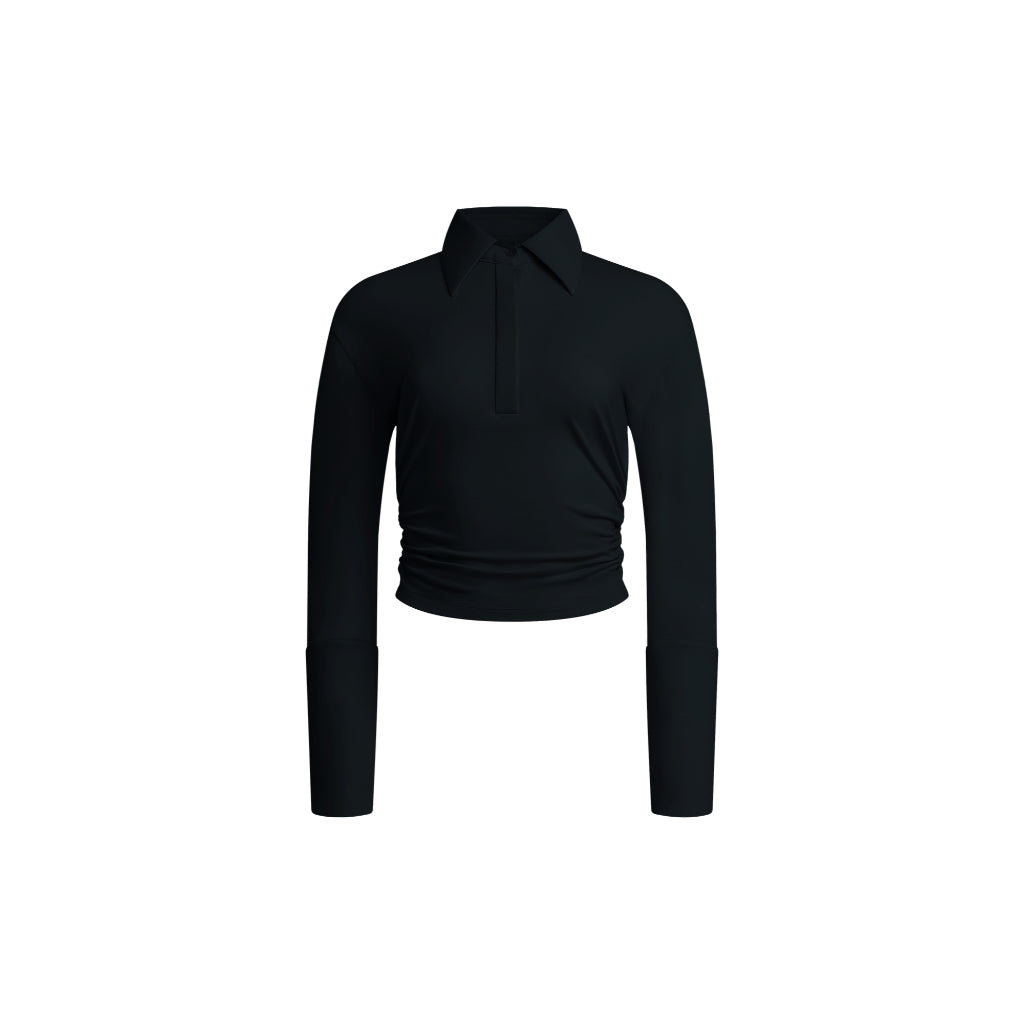 Patricia Cinched Waist Long Sleeve Polo Shirt