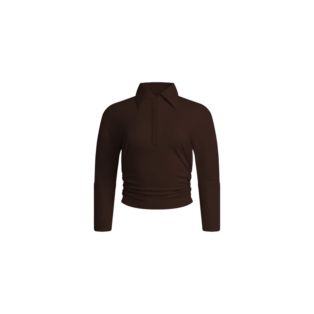 Polene Cinched Waist Quarter Sleeve Polo Shirt