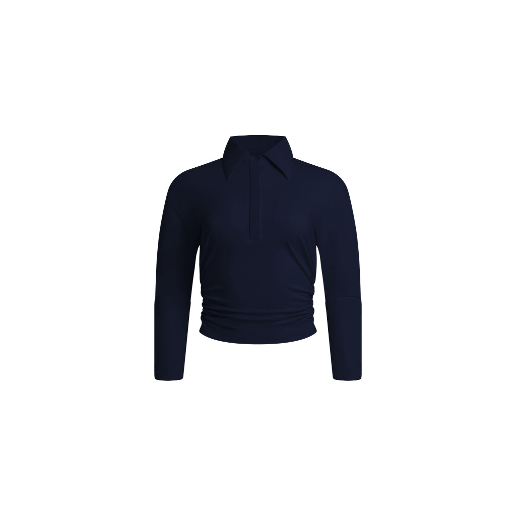 Polene Cinched Waist Quarter Sleeve Polo Shirt