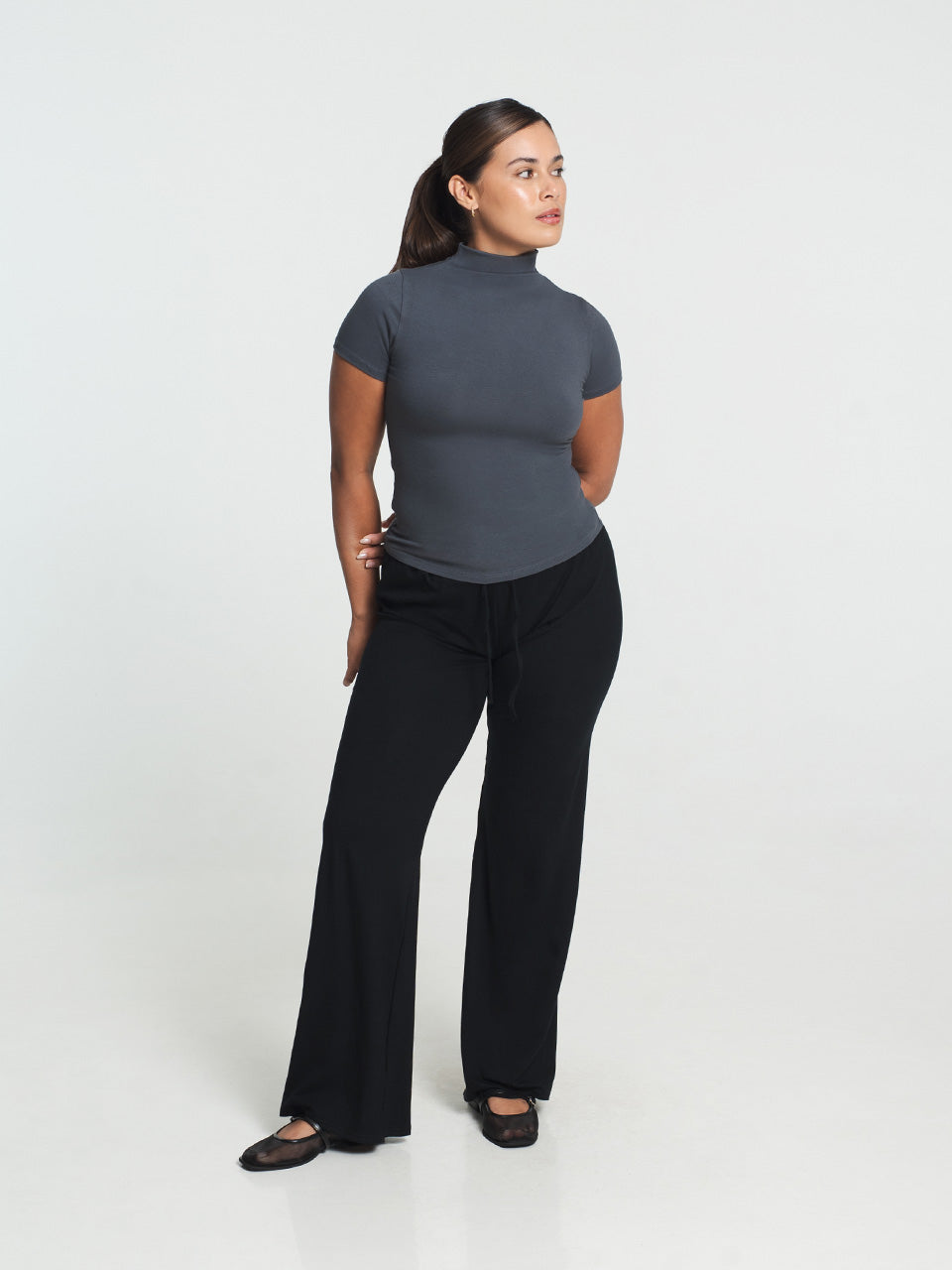 Malika Mock Neck Short Sleeve Top
