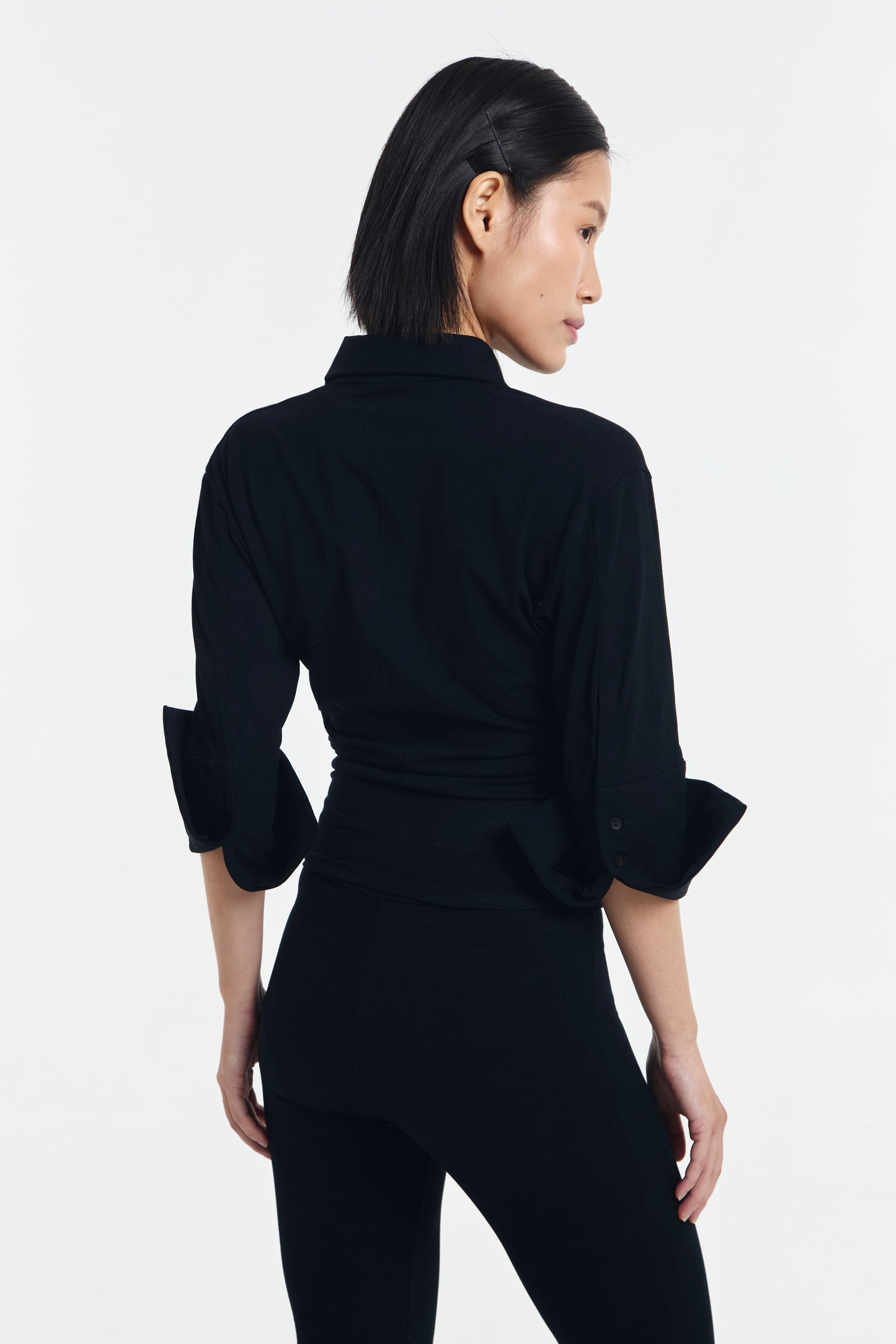 Polene Cinched Waist Quarter Sleeve Polo Shirt