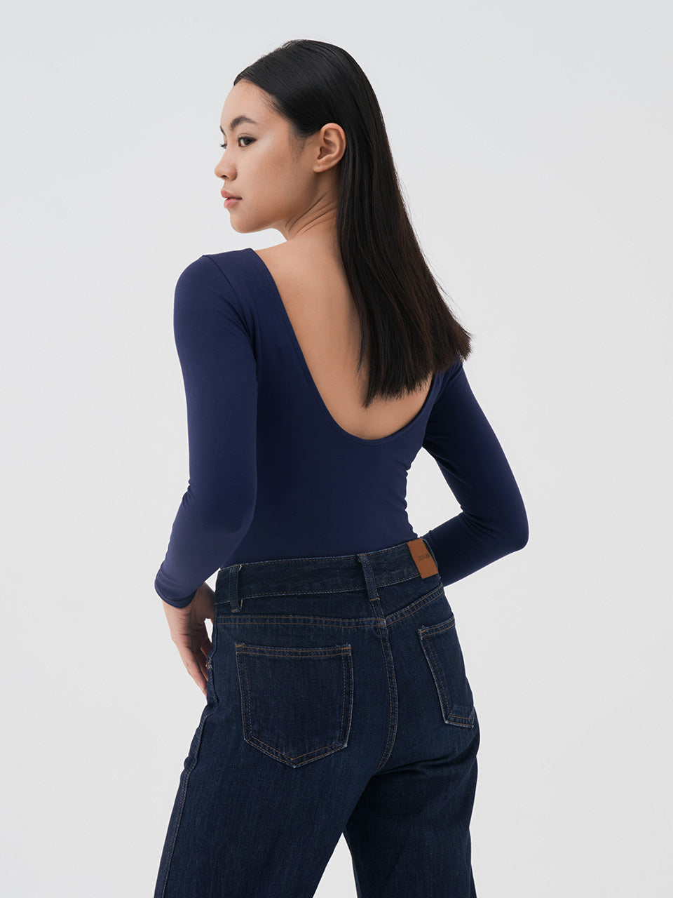 Tisha Backless Long Sleeve Bodysuit Top