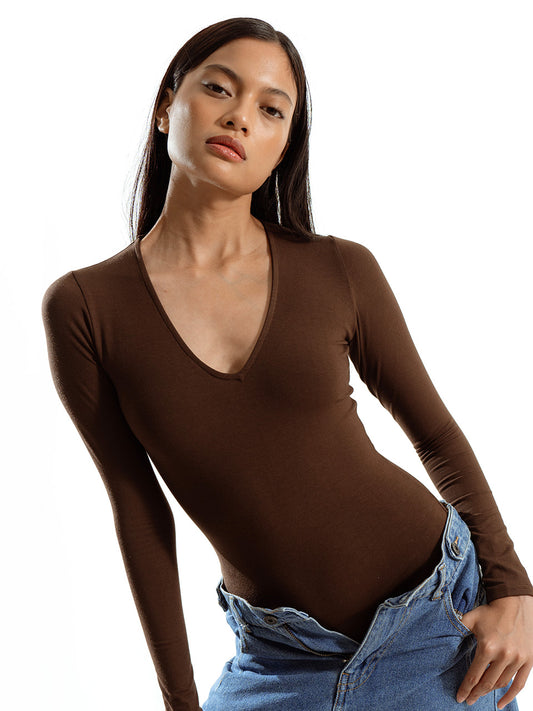 Valerie V-Neck Long Sleeve Bodysuit